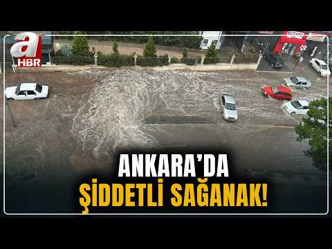 Ankara'da şiddetli sağanak hayatı felç etti! Yollar çöktü, araçlar suya gömüldü! | A Haber