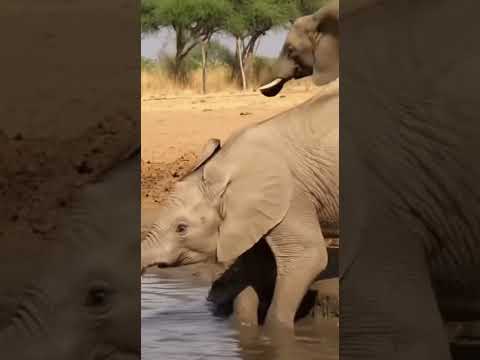 Crocodile vs. elephant #wildlife