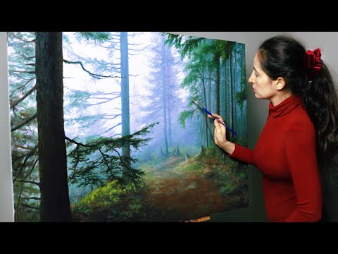 I painted a forest landscape | Oil Painting Time Lapse