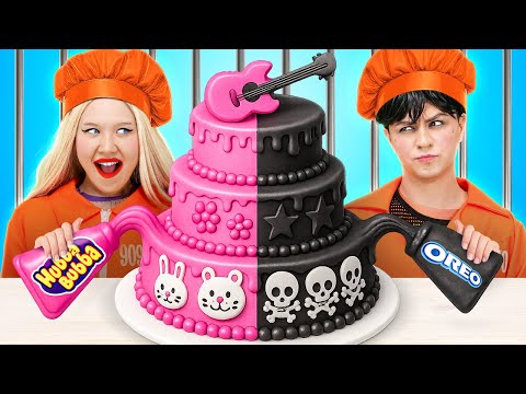 GOOD VS BAD CAKE DECORATING CHALLENGE 🖤Cooking Hacks in Jail 💖 9 Easy Craft Ideas By 123 GO!
