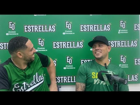 Andy Otero y Webster Rivas en conferencia de prensa luego de las Estrellas vencer al Licey 1-0