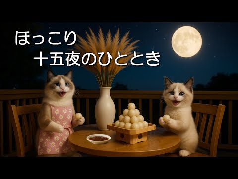 🐾🍡十五夜の夜🌕 ママ猫と子猫が一緒に団子をこねて月を見上げるお月見ストーリー🎑(AIママ猫料理) #ai猫 #猫動画 #ai #ai生成 #cat #kitten #cutecat #cute