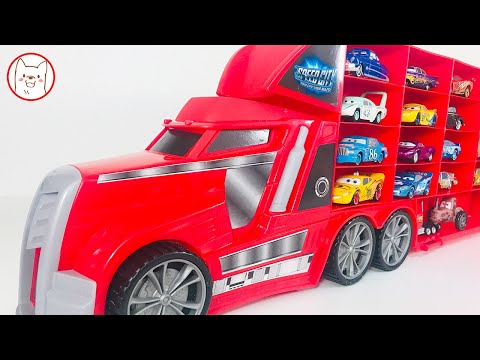 Cars Transportation by Truck Tomica, Disney Cars, Lightning Mcqueen, Mac, Red truck, Blue Truck