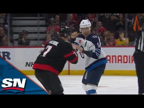 Senators Brady Tkachuk Drops The Gloves With Jets Brenden Dillon After Hit On Dominic Toninato