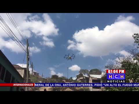 Con drones Alcaldia del Distrito Central fumiga sectores de la Capital