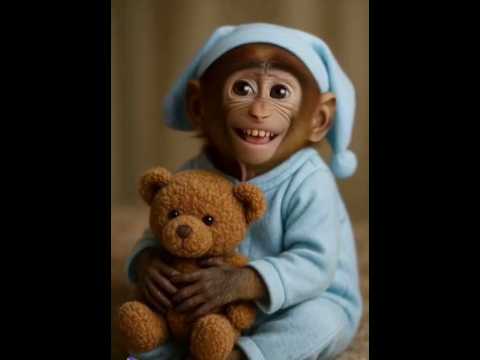 Cute Baby Monkey | Sweetest Bedtime Cuddle Ever 💙🐻
