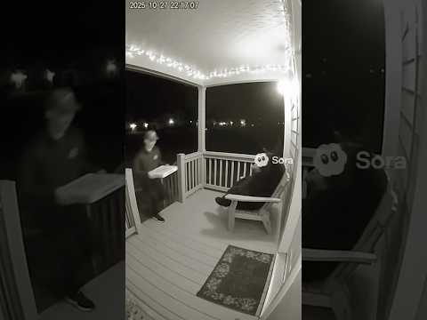 Porch Cam: he delivered pizza to a bear 💀🐻🍕