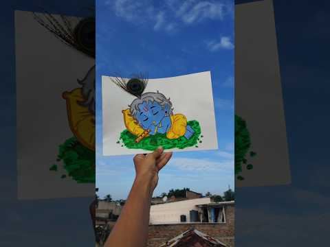 Krishna ji painting 🖌️ how to draw krishna ji drawing #painting #krishna #shorts #ytshorts