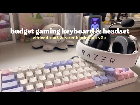 budget gaming keyboard & headset 🎮 asmr unboxing 🎀 ZiFriend ZA68 & Razer Blackshark V2 X