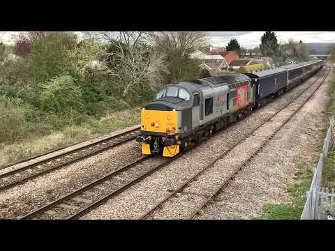Rail Operations Group 37601 & 37800 at Cloddymore Footbridge, Cheltenham - 14/04/22