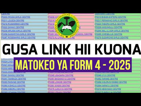 Gusa Link hii Kuona Matokeo ya Kidato cha Nne 2025 | Form Four Result 2025