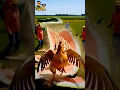 rescue hen and chicks from giant watermelon #animals #funny #shorts