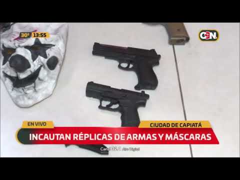 Policía incauta réplicas de armas y máscaras en Capiatá