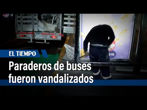 Paraderos de buses del SITP fueron vandalizados tras protestas | El Tiempo