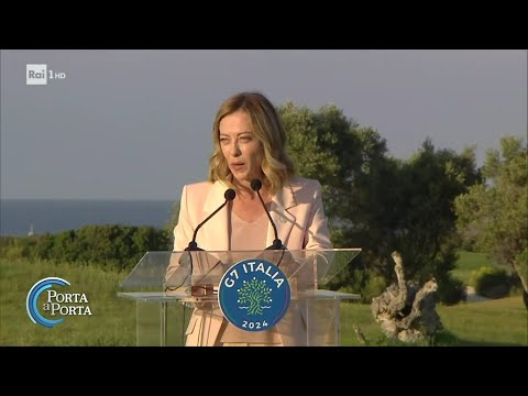 G7, la premier Giorgia Meloni apre il vertice - Porta a porta 13/06/2024