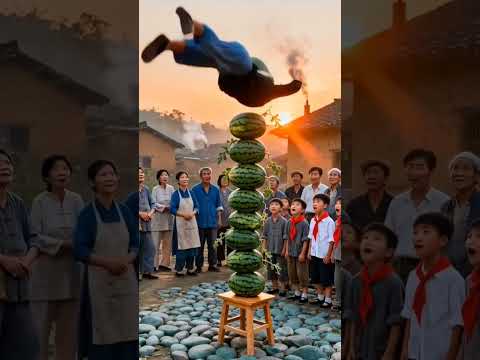 एक बुढ़िया ने 10 तरबुज के ऊपर ऐसे छलांग लगाई और ऊपर चढ़ गई।