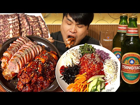 시원한 칭따오와 족발야시장 먹방~!! 리얼사운드 ASMR social eating Mukbang(Eating Show)