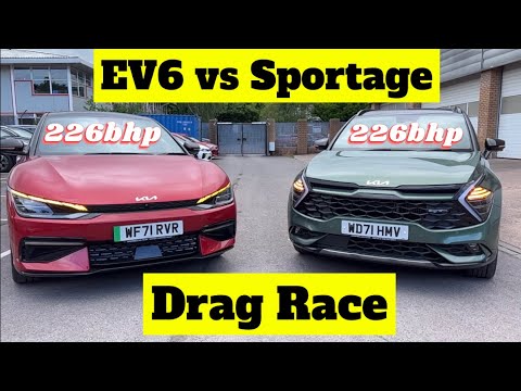 KIA EV6 vs SPORTAGE Drag Race, both 226bhp!