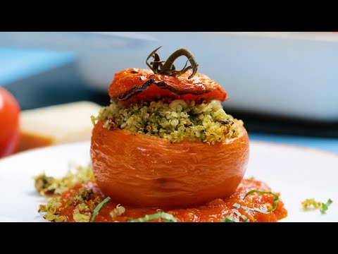 The Refreshing Pesto Quinoa with Stuffed Tomatoes