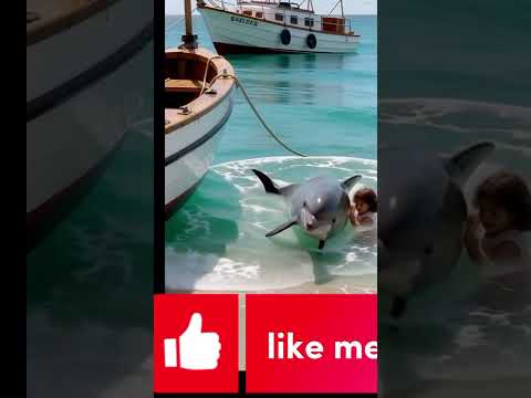 #ছোট বাচ্চা মেয়েটি কিভাবে #ডলফিনের সাথে #funnyখেলা করছে দেখুন #cutebaby #babygirl #love #ai