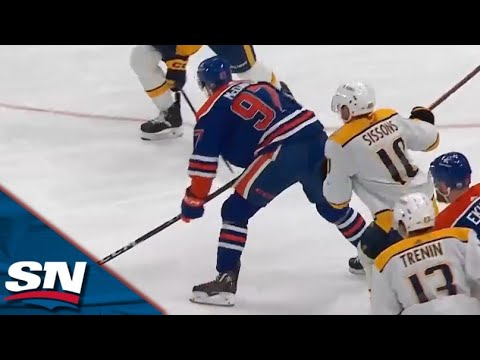 Connor McDavid Puts In A Big Second Effort To Bank It In Off Kevin Lankinen