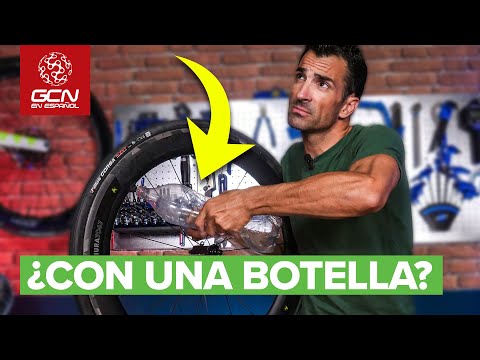 ¿Se puede talonar una cubierta Tubeless con una botella de plástico?