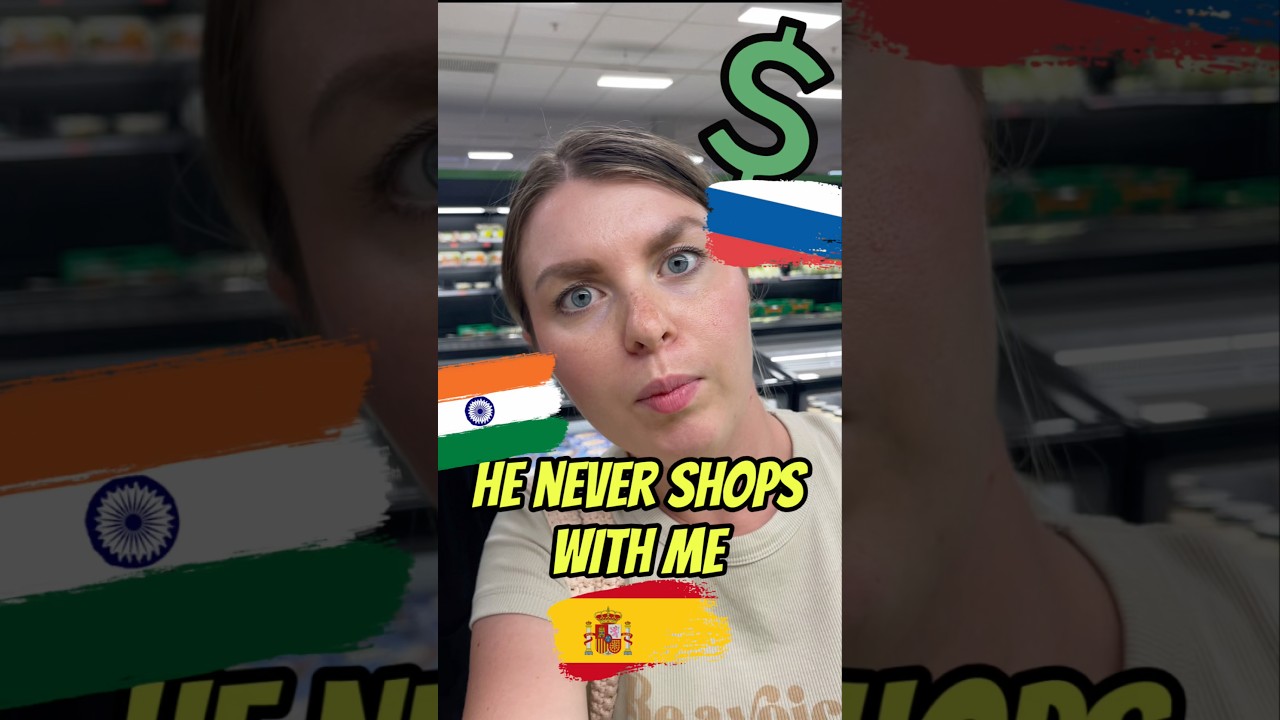 My Indian husband doesn’t shop with me😭 in Spain 🇪🇸 #indianrussian #husbandwife