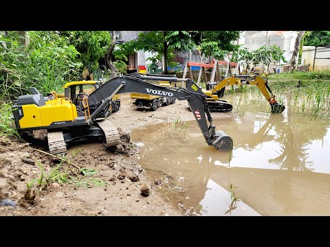 Máy Xúc Múc Cát Dưới Sông, Xe Tải Vượt Đèo Vận Chuyển Cát Đến Nông Trại Trên Núi Hiểm Trở