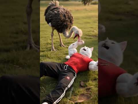 😱 Dad Cat vs GIANT Ostrich! 🦩 The Wildest Escape Ever?! | Will They Survive?!