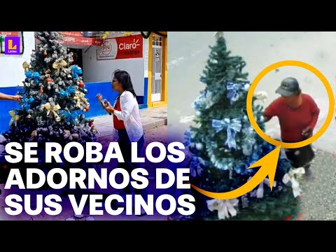 Vecina de Chiclayo es captada robando varios adornos navideños: Se llevó hasta las luces de Navidad