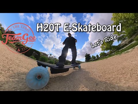 TeamGee H20T-9.6AH E Skateboard With Blue Cloudwheels Review | Video from Spider Wayne