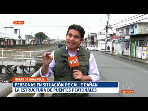 Personas en situación de calle roban y destruyen pasos peatonales de Mucho Lote 1, en Guayaquil
