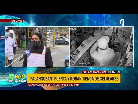 Ate: ladrones “palanquean” puerta y roban tienda de celulares en Salamanca