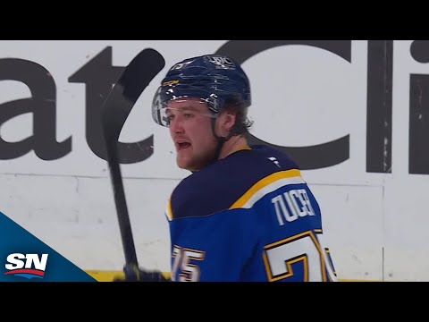 Blues Tyler Tucker Leaves Jets Connor Hellebuyck Stunned With A Blast From The Point