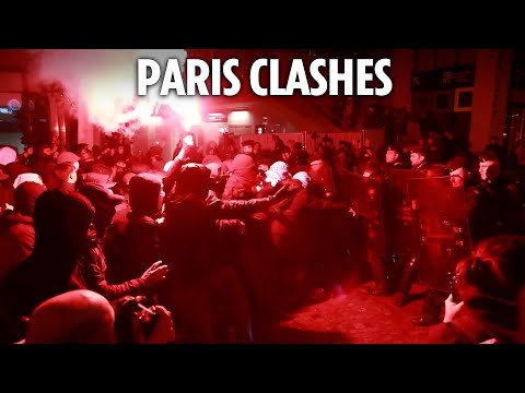 French riot cops clash with anti-Semitic thugs as violence erupts in Paris ahead of Israel game