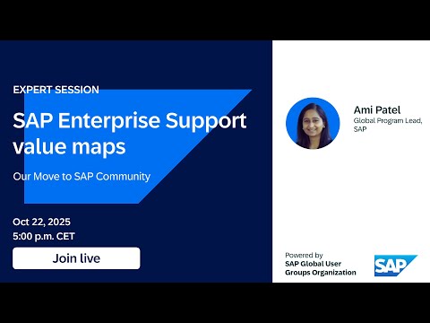 LIVE SESSIONS on SAP Enterprise Support value maps – Our Move to SAP Community