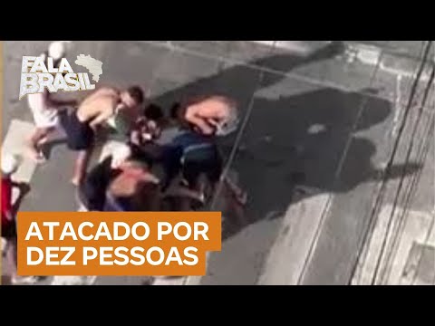 Homem é atacado e jogado no chão durante arrastão em Guarujá (SP)