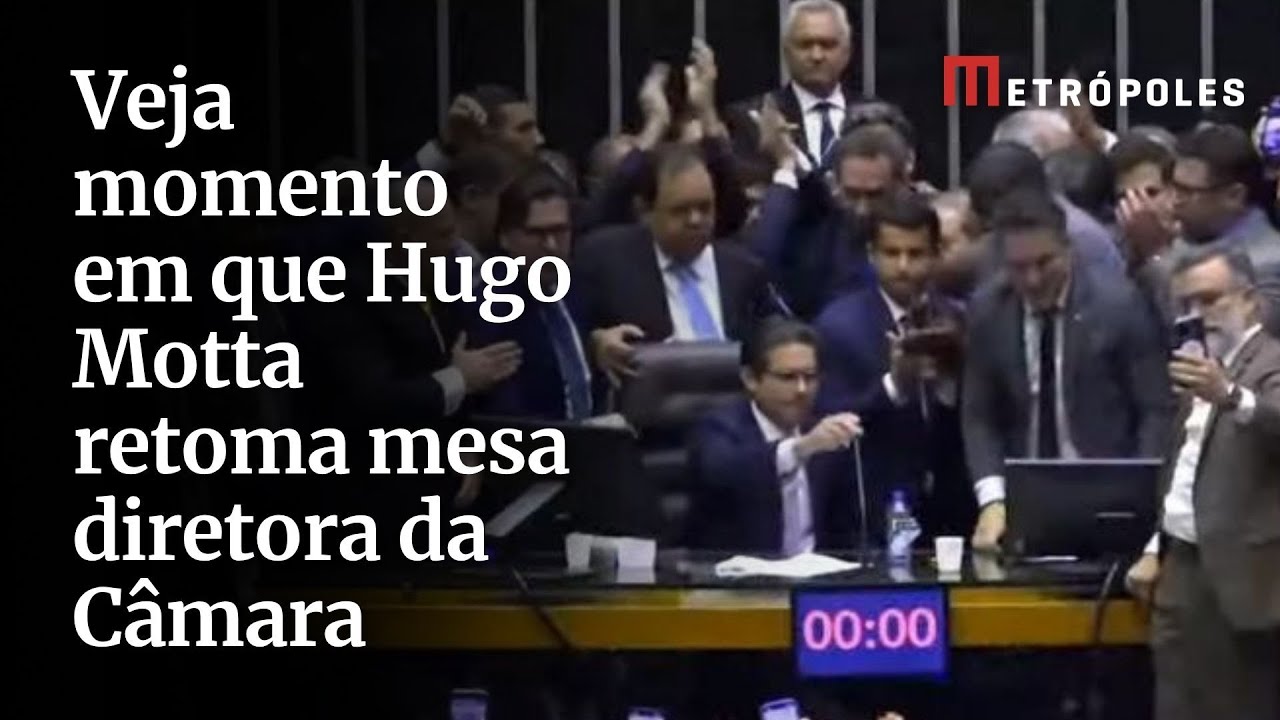 Veja momento em que Hugo Motta retoma mesa diretora da câmara