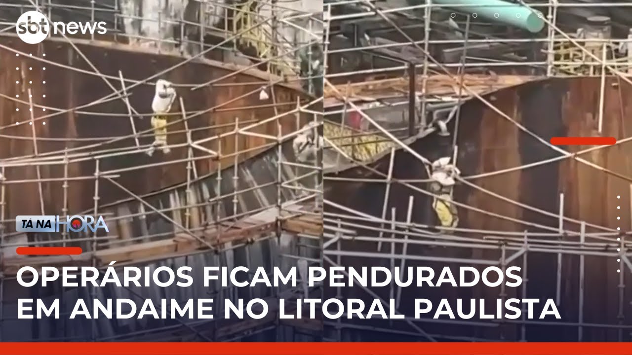Tanque industrial cede e operários ficam pendurados em andaime em Cubatão SP | TanaHora