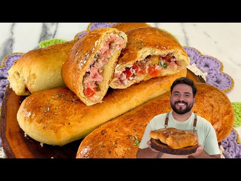 SEM BAGUNÇA E SEM SOVA! PÃO RECHEADO CASEIRO SUPER FÁCIL | Gabriel Freitas