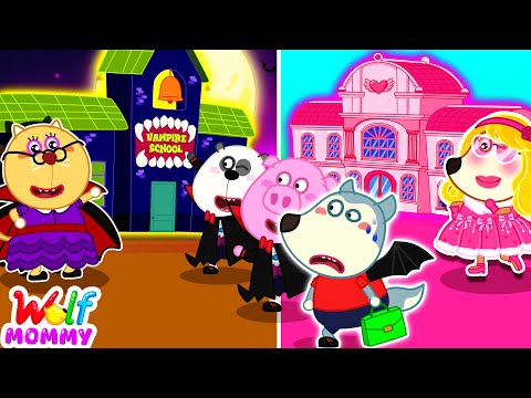 Haloween School or Barbie School? 🧛🎀 Which One Will Mommy Wolf Choose?! 😱 | Cartoon for Kids