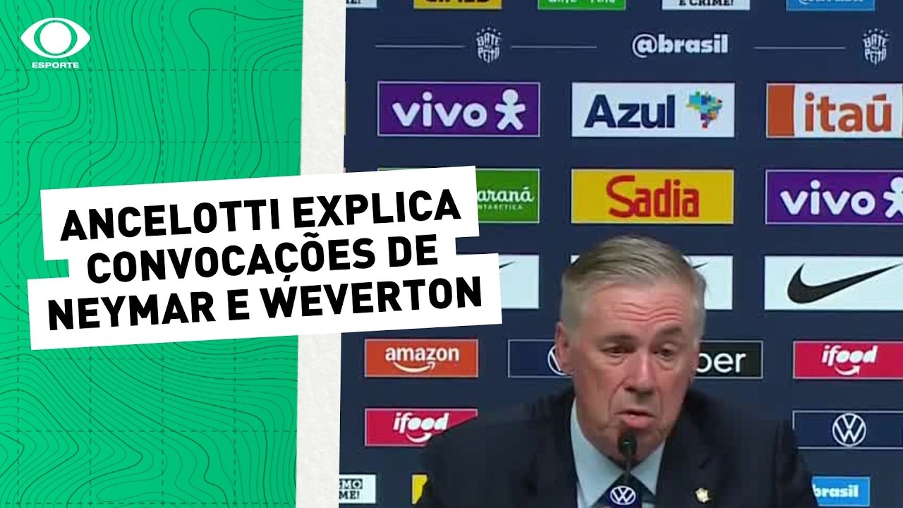 Ancelotti explica convocação de Neymar e Weverton para Copa de 2026