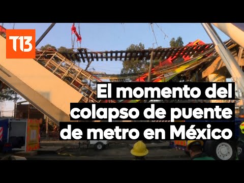 Cámara registra momento que colapsa puente de metro en México