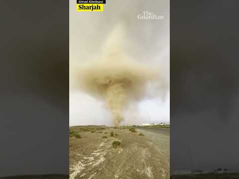 Dust tornado towers over road in United Arab Emirates