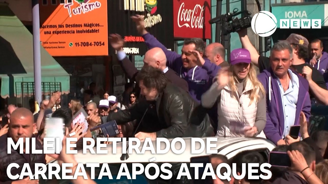Milei é retirado de carreata após ataques de opositores na Argentina