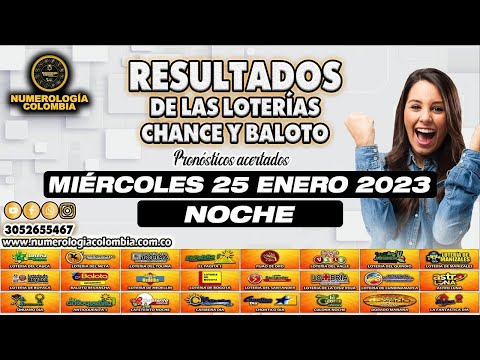 Resultados del chance del MIÉRCOLES 25 de enero 2023 NÚMEROS GANADORES