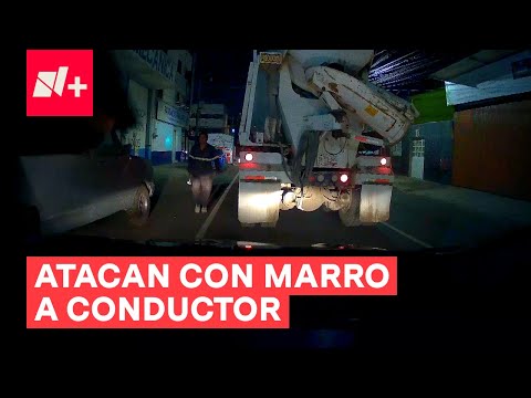 Operador de revolvedora ataca con marro a un automovilista en Puebla - N+