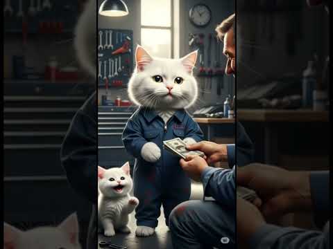 Starving Cat stealing Steak! #catshort #whitecat #funnyanimal #catstory #catavideo