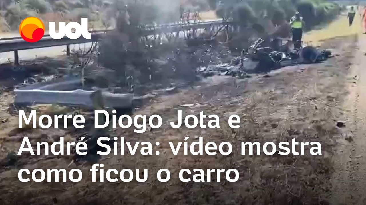 Diogo Jota e André Silva morrem em acidente Vídeo mostra como ficou carro do jogador do Liverpool