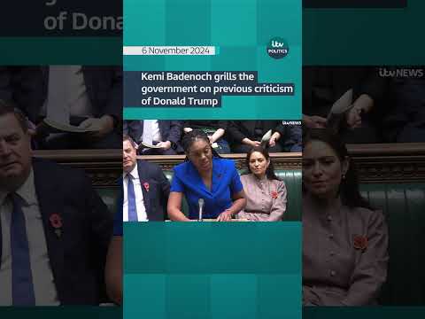 Kemi Badenoch grills the government on previous criticism of Donald Trump #itvnews #shorts